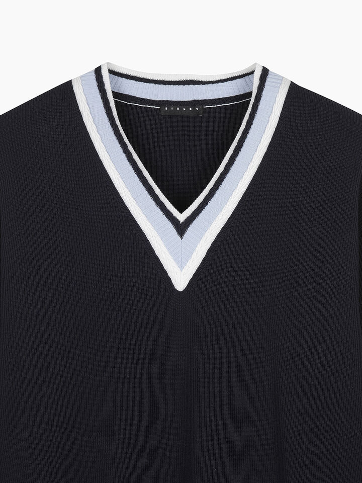 V NECK SWEATER L/S - null - Azul-Escuro | Sisley K image number 4